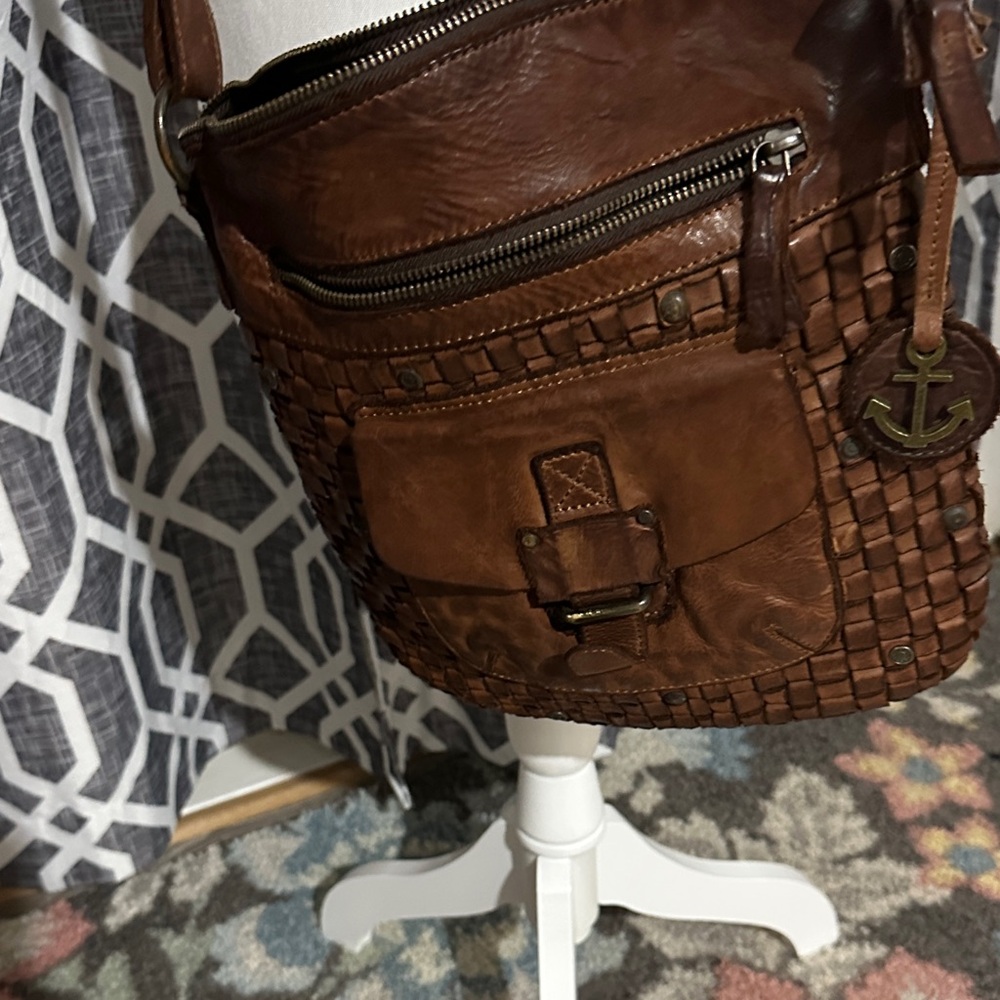 Elegant Brown Leather Men/woman  Messenger Bag